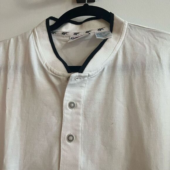 Vintage Reebok 100% Cotton White & Black Rugby Shirt - Medium - Picture 5 of 8